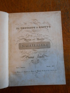 Title page to Meyerbeer Il Crociato in Egitto Piano Forte no 17